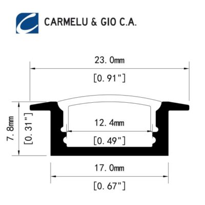 Perfil de Aluminio empotrable para tira LED - Imagen 2